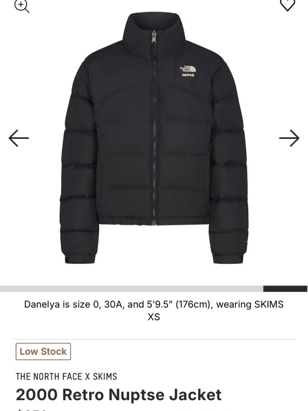 Skims x Northface retro nuptse jacket
